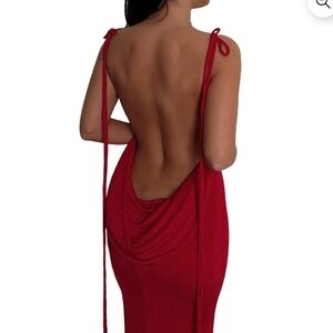 Elegant Red Backless Dress
